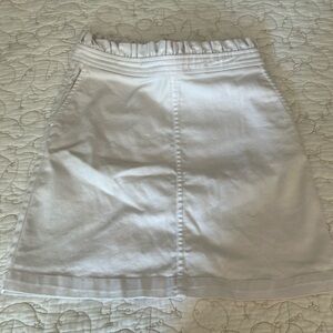 Draper James Ruffle White Denim Skirt with Gold Zipper